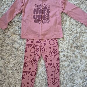 Okie Dokie Pink Nature-Themed Kids Pajama Set